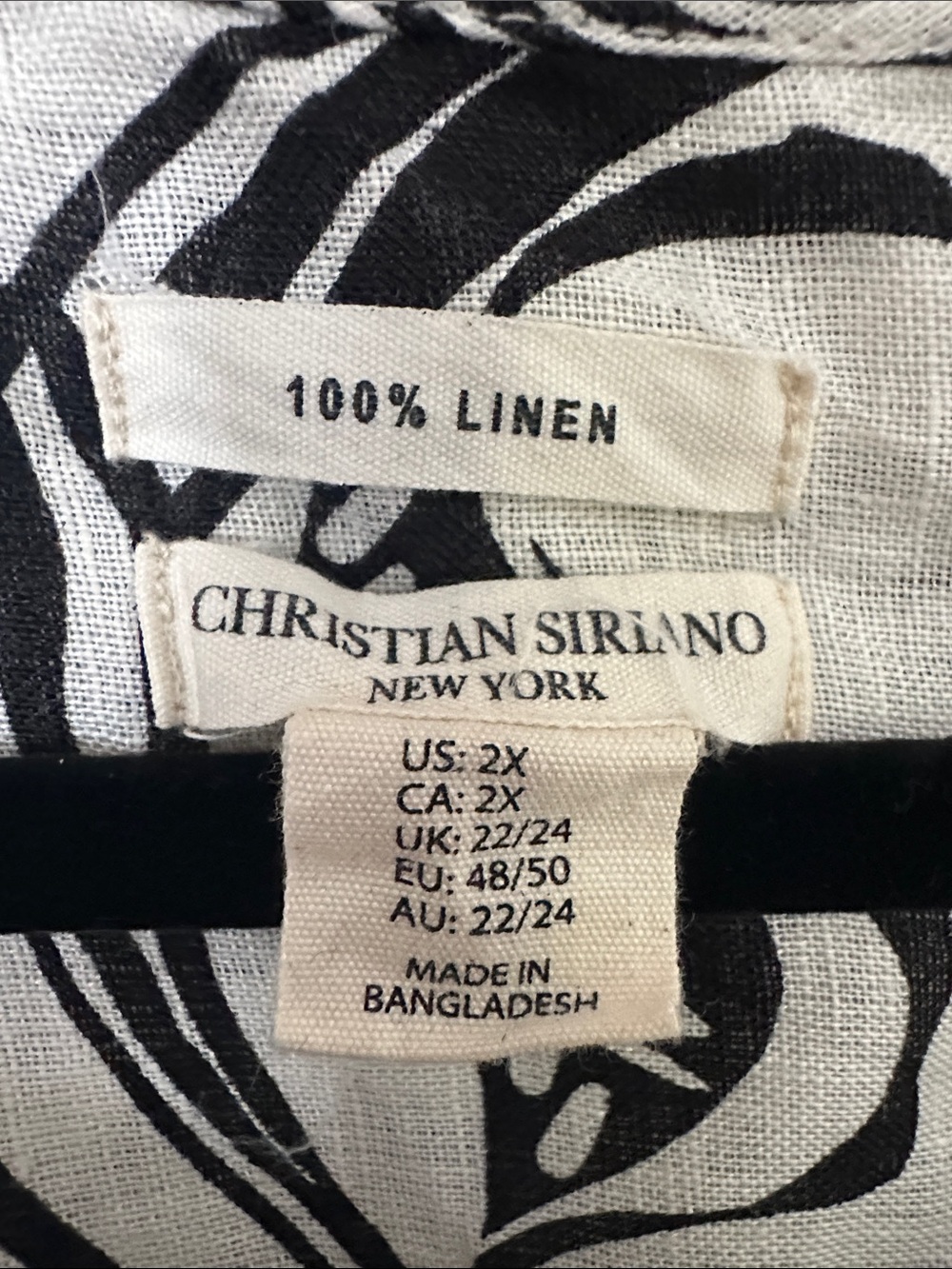 Christian Siriano Black and White Floral Button-Front Shirt - Picture 2 of 3